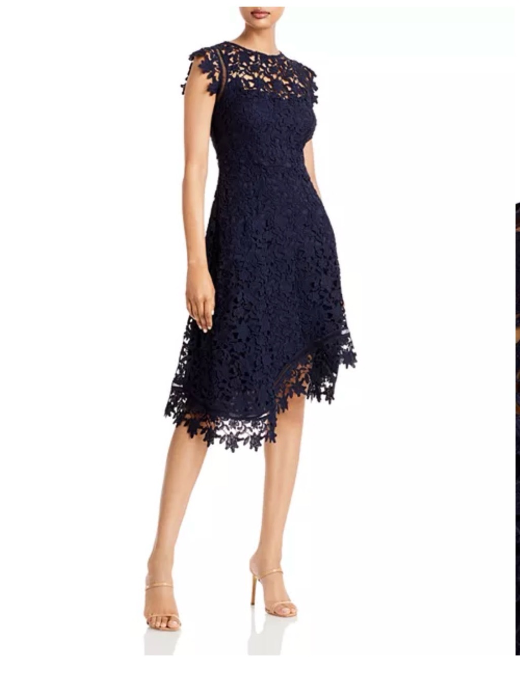 Eliza J Navy Asymmetric Lace Dress Size 12p